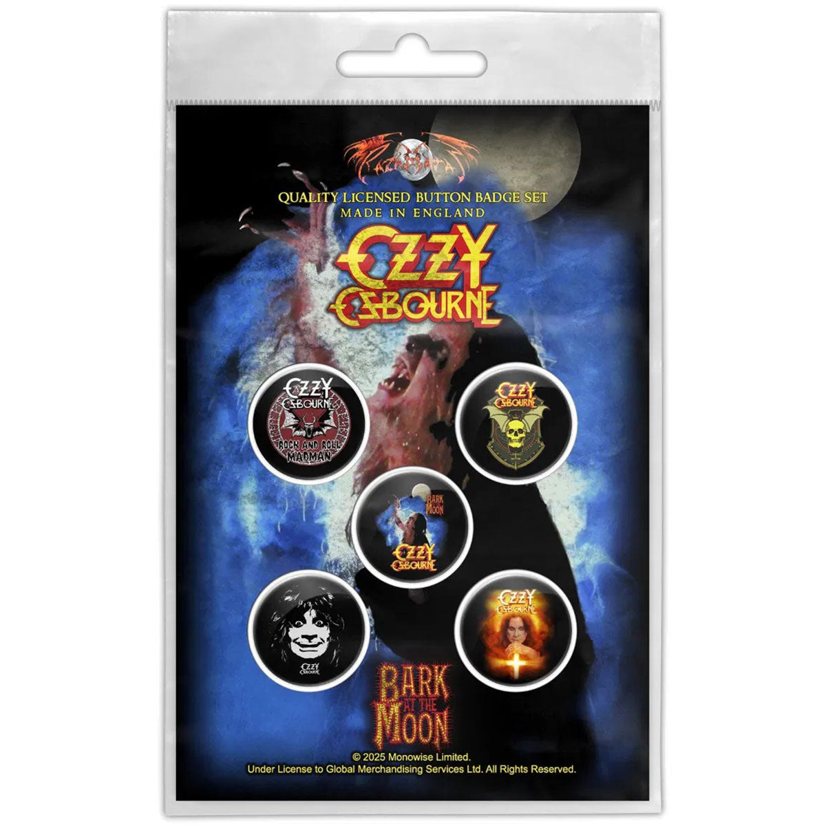 Ozzy Osbourne Bark At The Moon Pewter Pin Badge Front