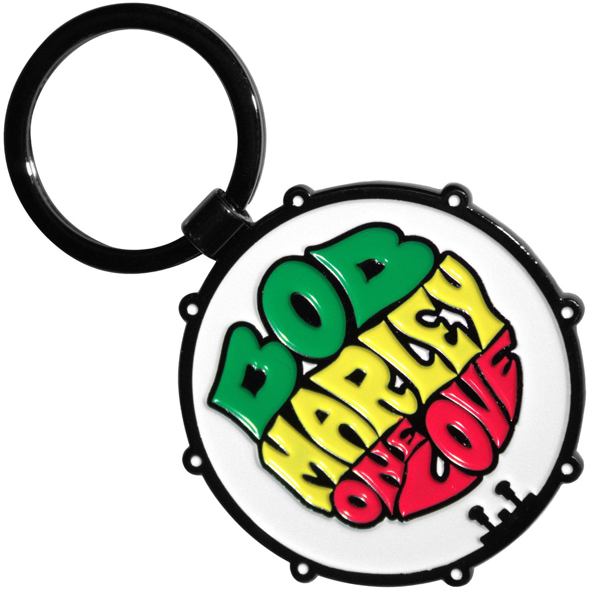 Bob Marley One Love Drum Metal Key Chain Back