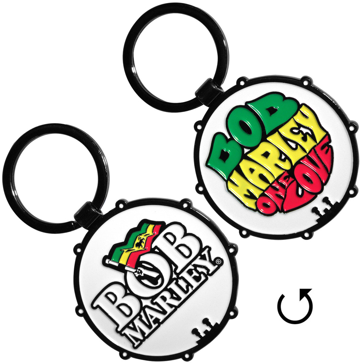 Bob Marley One Love Drum Metal Key Chain Alt 2