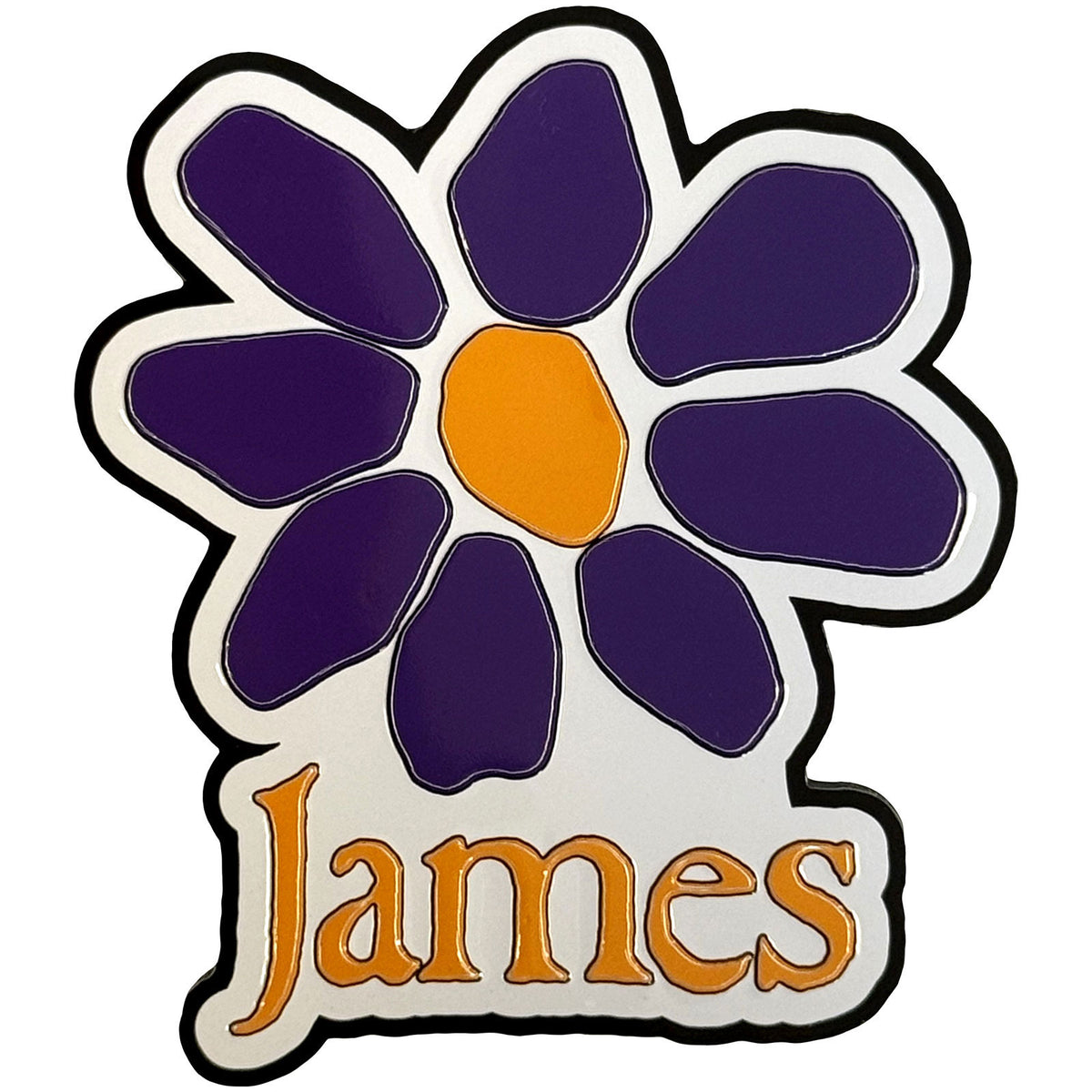 James Orange Logo Purple Daisy Magnet Front