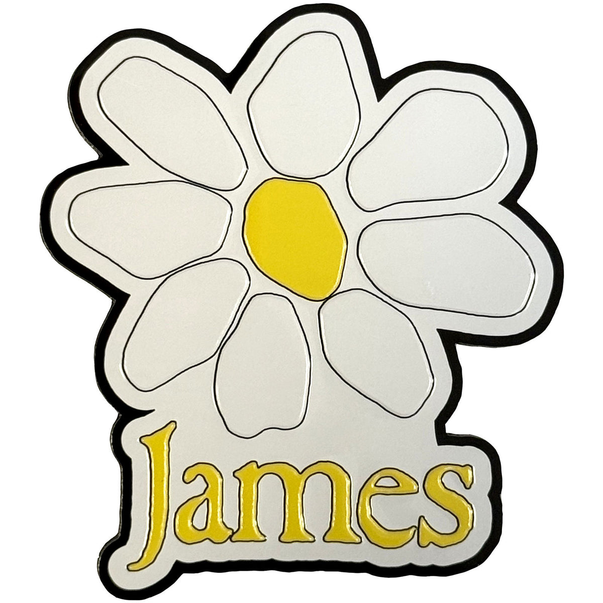 James Yellow Logo White Daisy Magnet Front