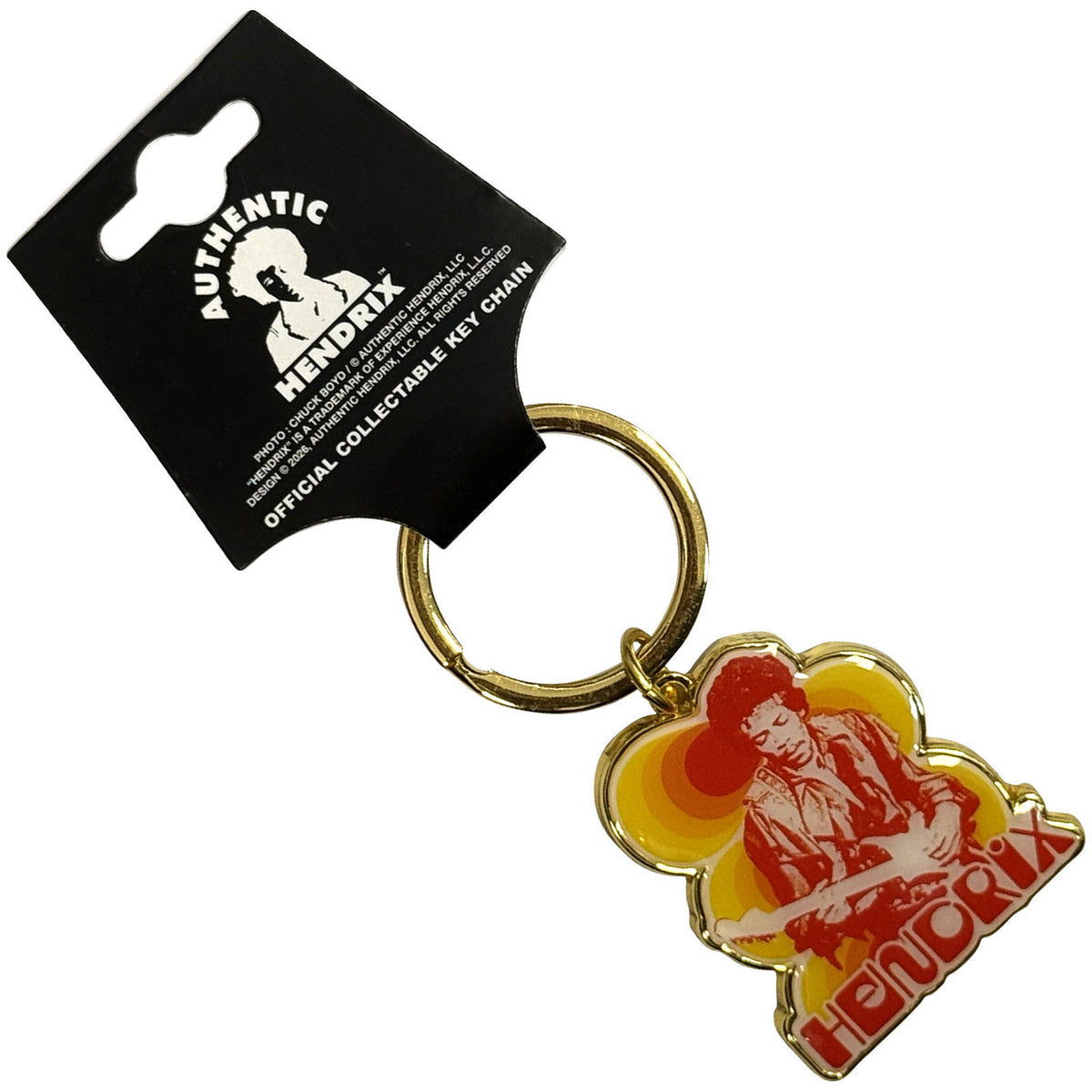 Jimi Hendrix Jimi & Guitar Metal Key Chain Front