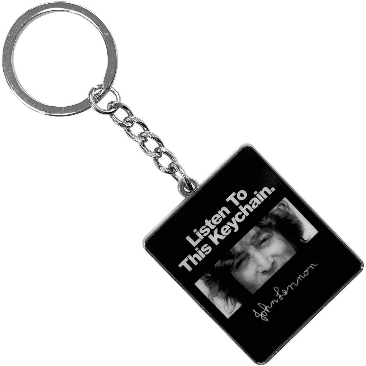 John Lennon Listen To Metal Key Chain Front