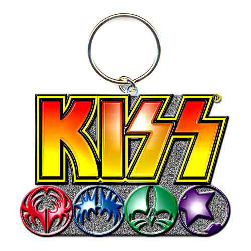 KISS Logo & Icons Metal Key Chain Front