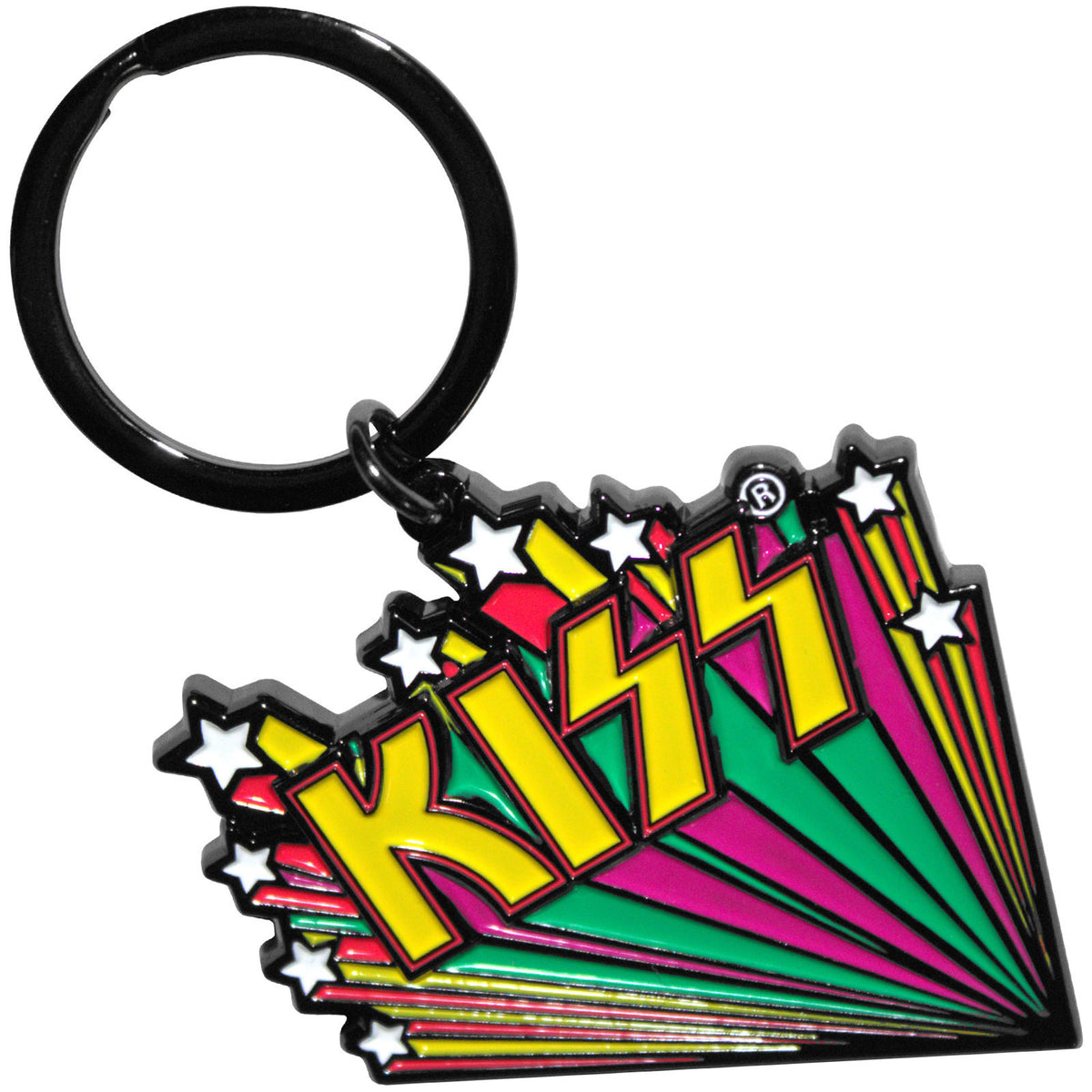 KISS Star Banner Logo Metal Key Chain Front