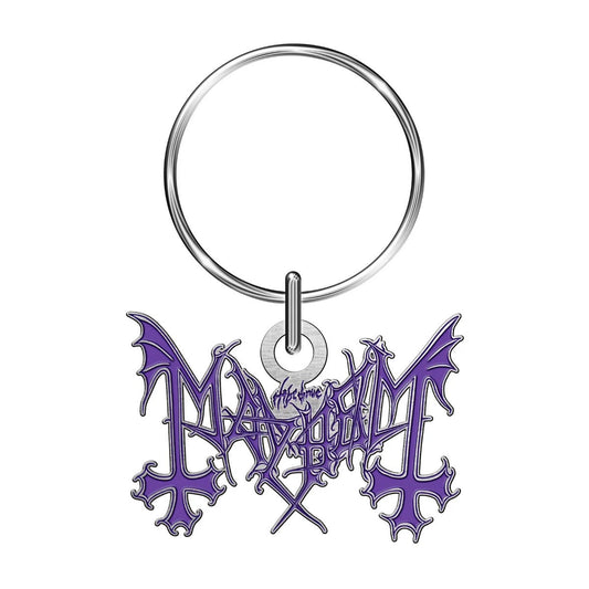 Mayhem Purple Logo Metal Key Chain Front