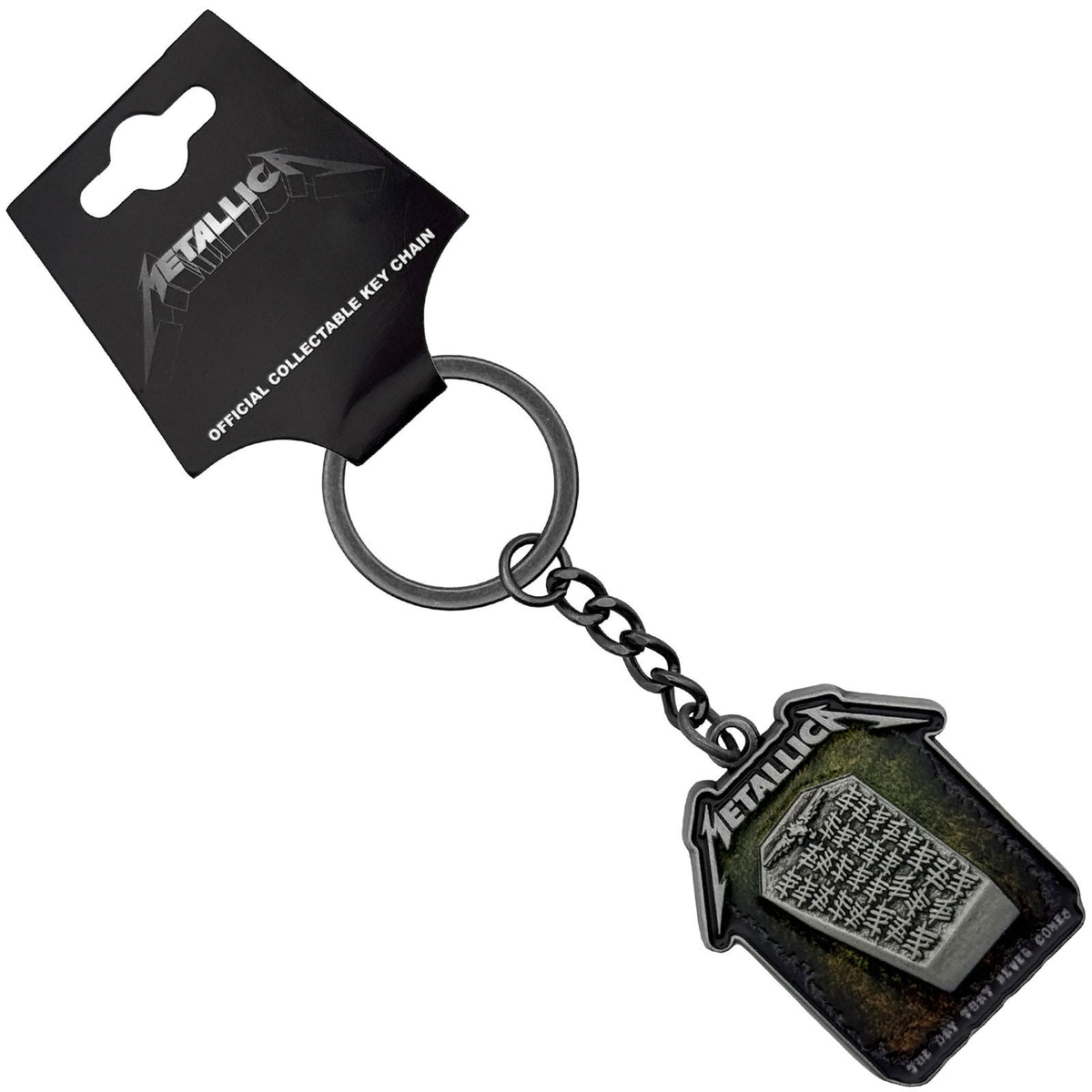 Metallica Never Die Tombstone Metal Key Chain Front