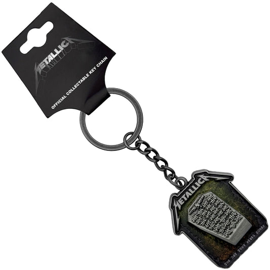 Metallica Never Die Tombstone Metal Key Chain Front