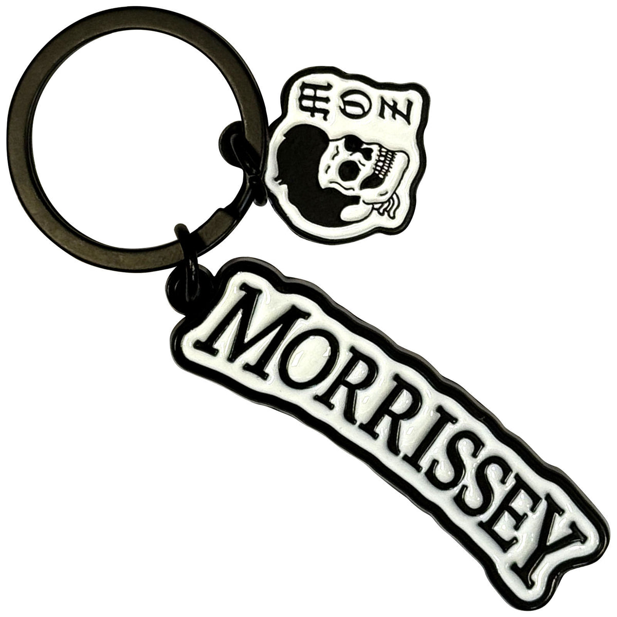 Morrissey Text Logo Charm Metal Key Chain Front