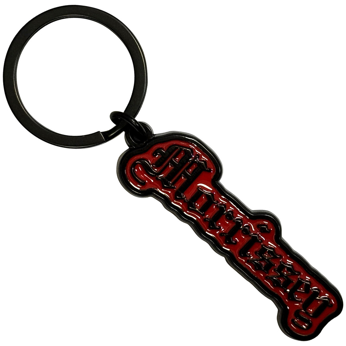 Morrissey Logo On Red Metal Key Chain Front