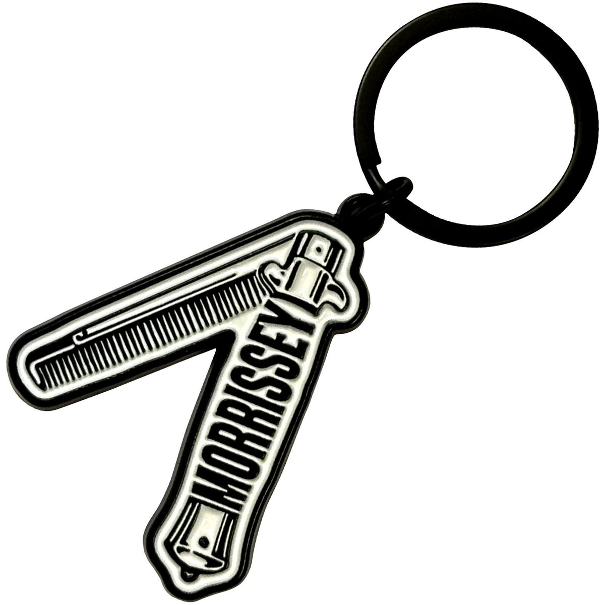 Morrissey Comb Metal Key Chain Front