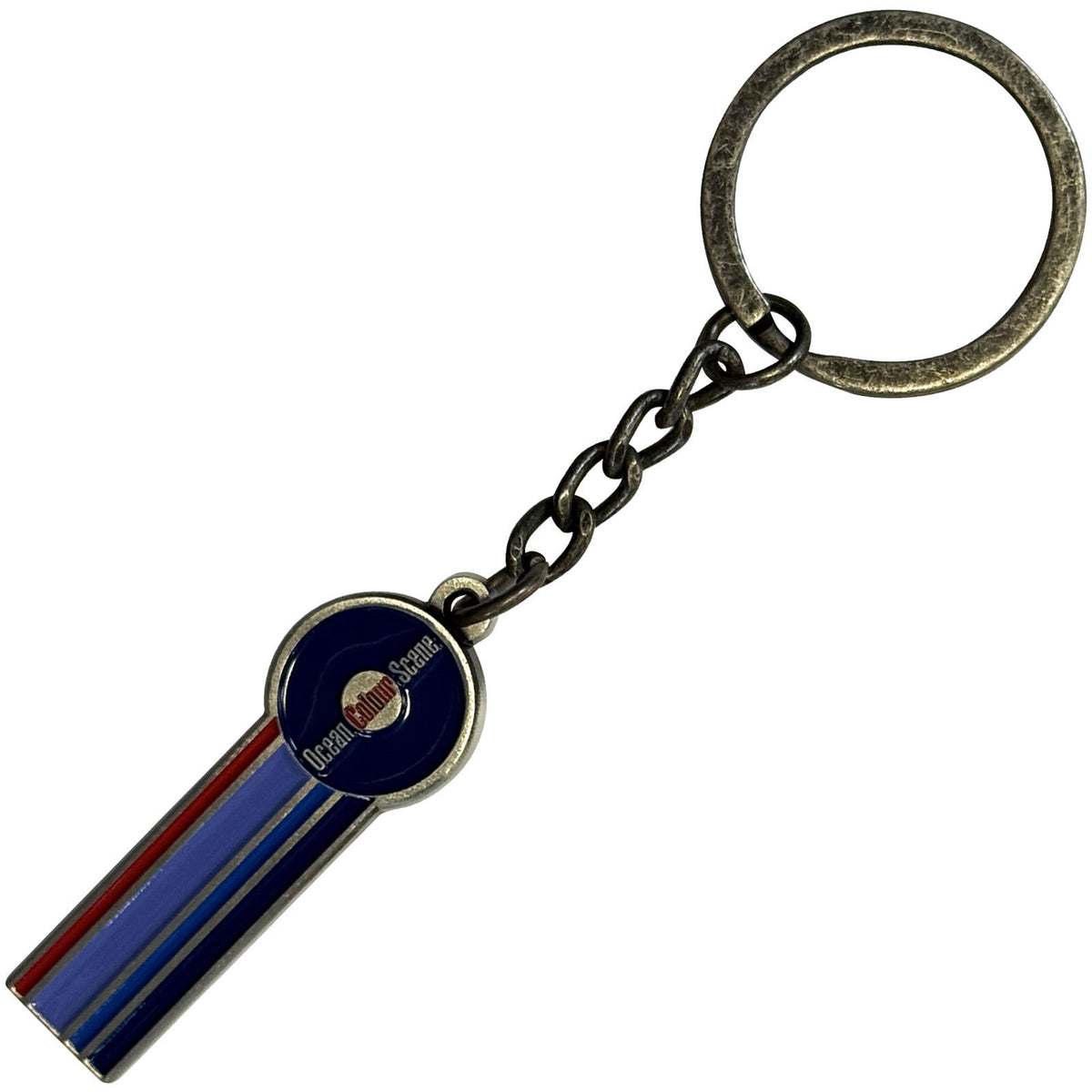 Ocean Colour Scene Circle Logo & Stripes Metal Key Chain Front