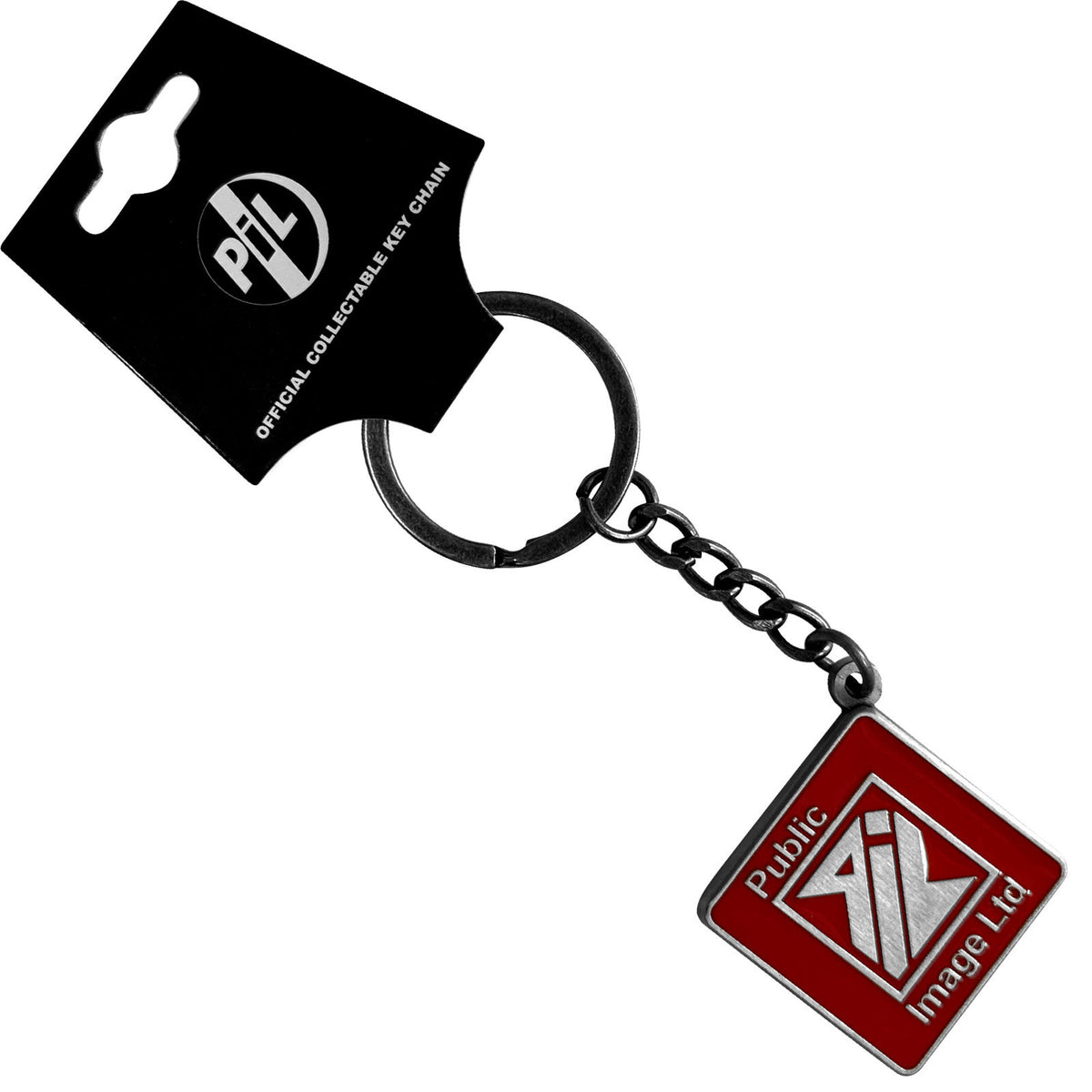 Public Image Ltd New Logo Red Metal Key Chain Front