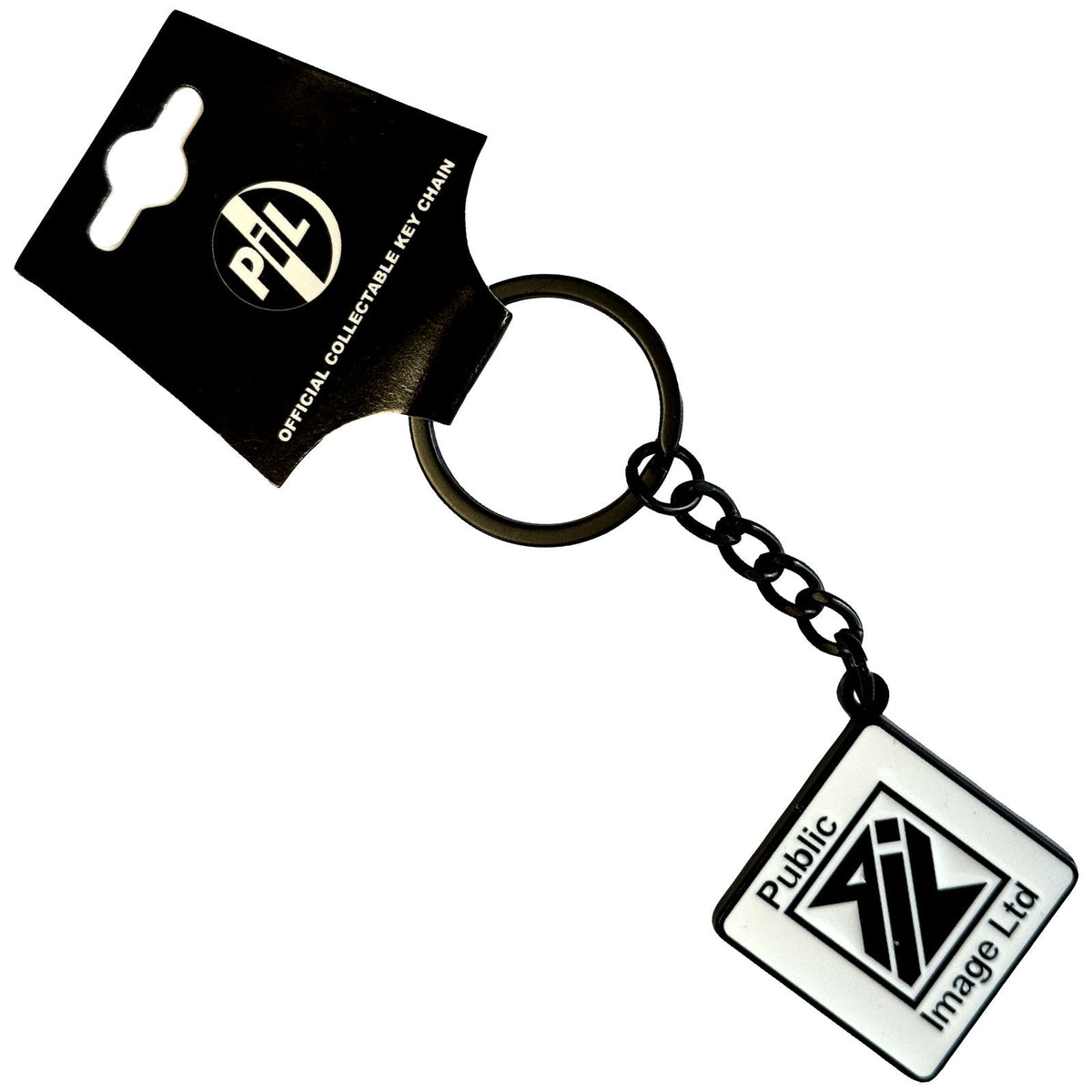 Public Image Ltd New Logo Black & White Metal Key Chain Front