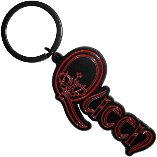 Queen Crown In Q Red Logo Metal Key Chain Front