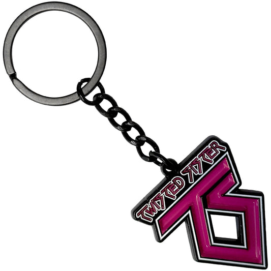 Twisted Sister Pink Logo Metal Key Chain Front