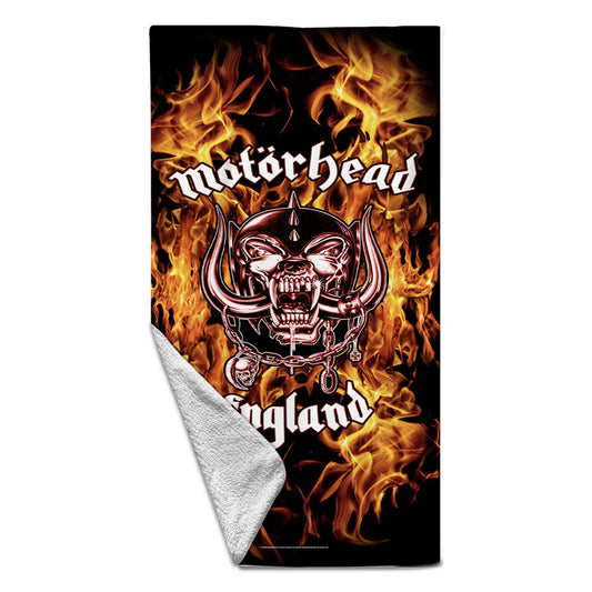 Motorhead England Fire Beach Towel Front