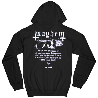 Mayhem Est. 1984 Skull Zip Up Hoodie Zippered Hooded Sweatshirt Back