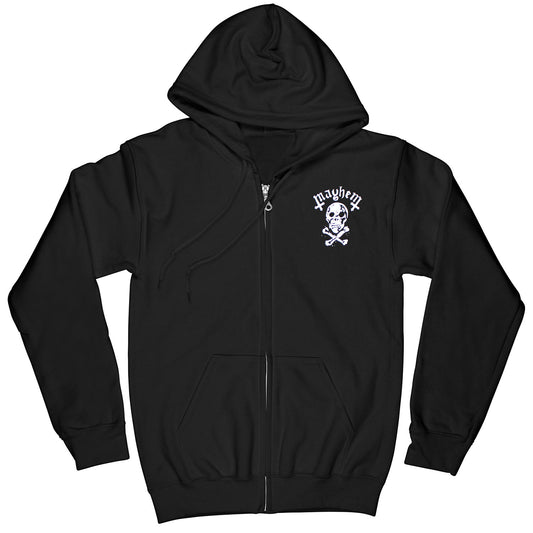 Mayhem Est. 1984 Skull Zip Up Hoodie Zippered Hooded Sweatshirt Front