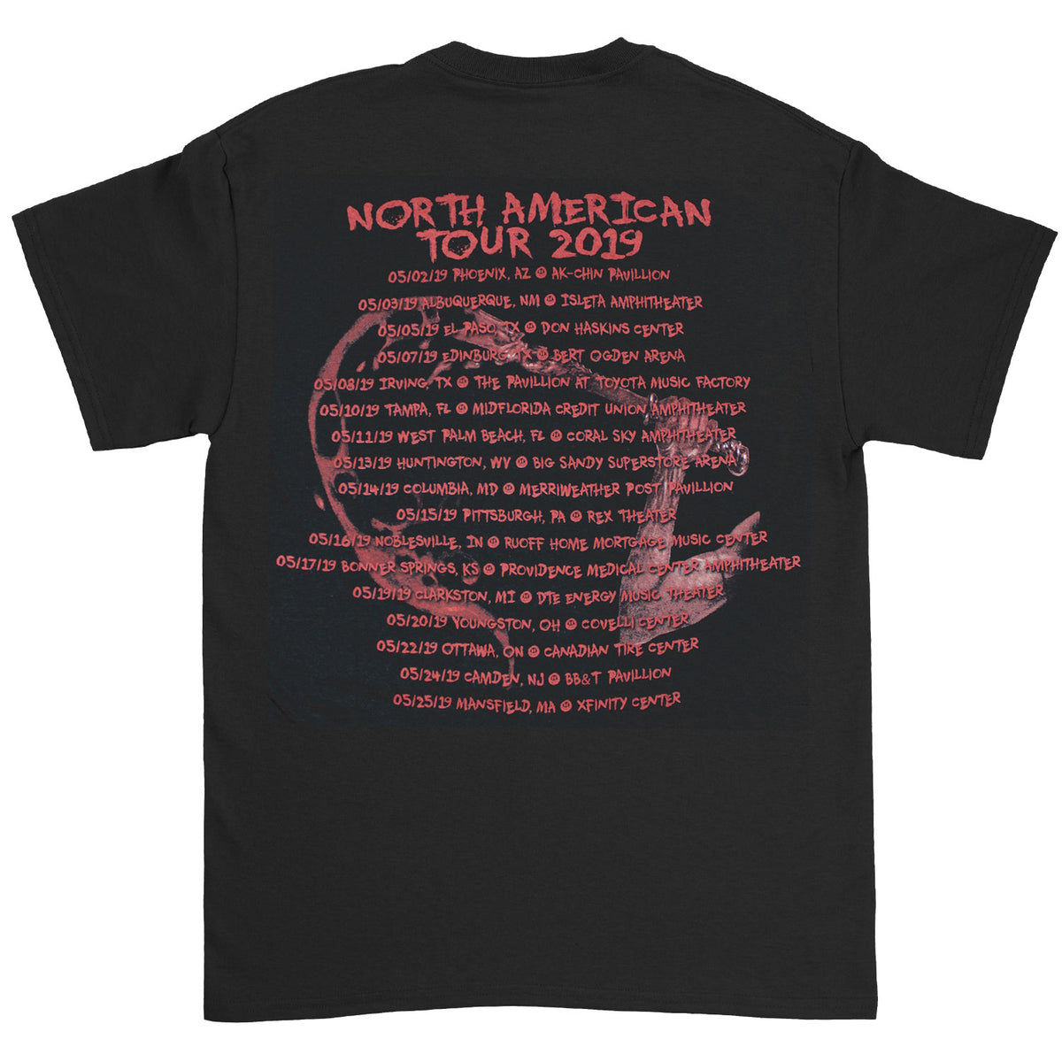 Cannibal Corpse Red Before Black North American Tour 2019 T-shirt Back