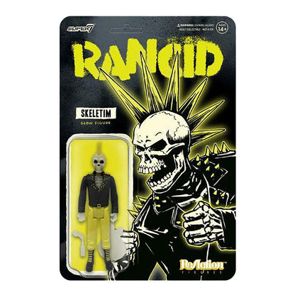 Rancid Super7 Skeletim (Yellow Glow) 3.75" ReAction Figure Action Figure Front