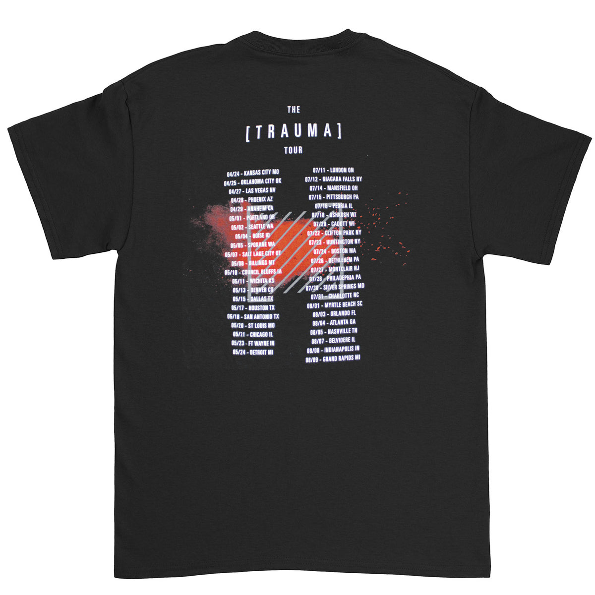 I Prevail THE [TRAUMA] TOUR T-shirt Back