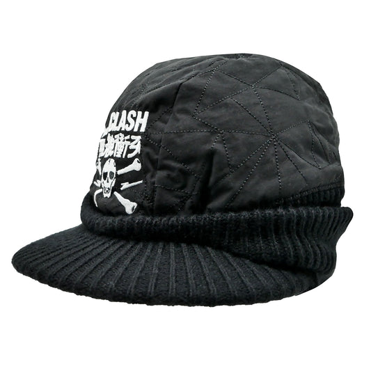 The Clash Skull & Crossbones Quilted Cap with Knitted Bill Quilted Visor Cap