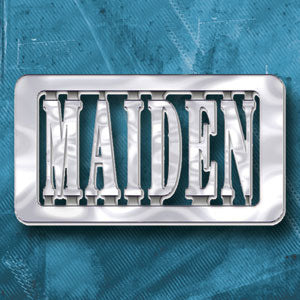 Iron Maiden Rectangle Maiden Logo Silver Chrome Style Buckle Belt Buckle Front