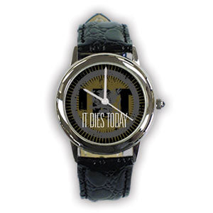 It Dies Today Textured Leather Watch Front