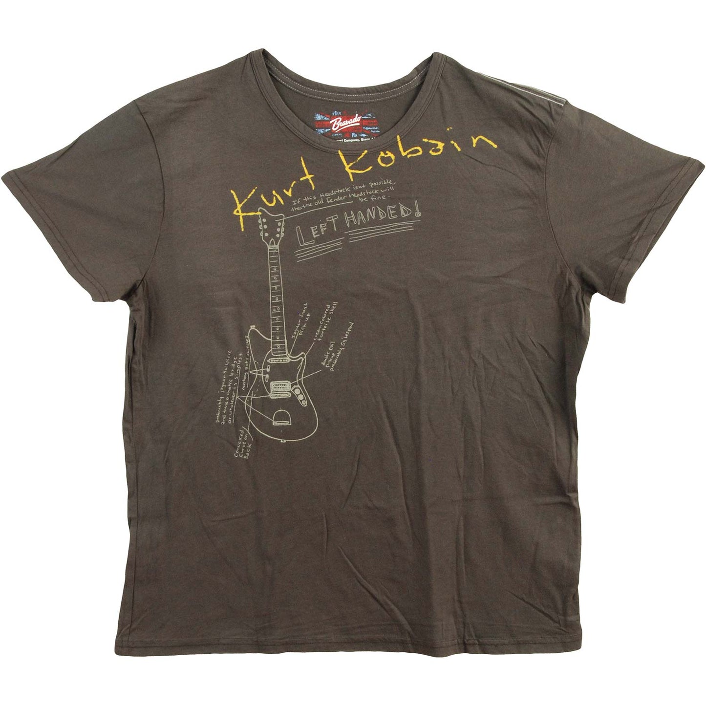 Nirvana Left Handed Guitar Vintage T-shirt Front