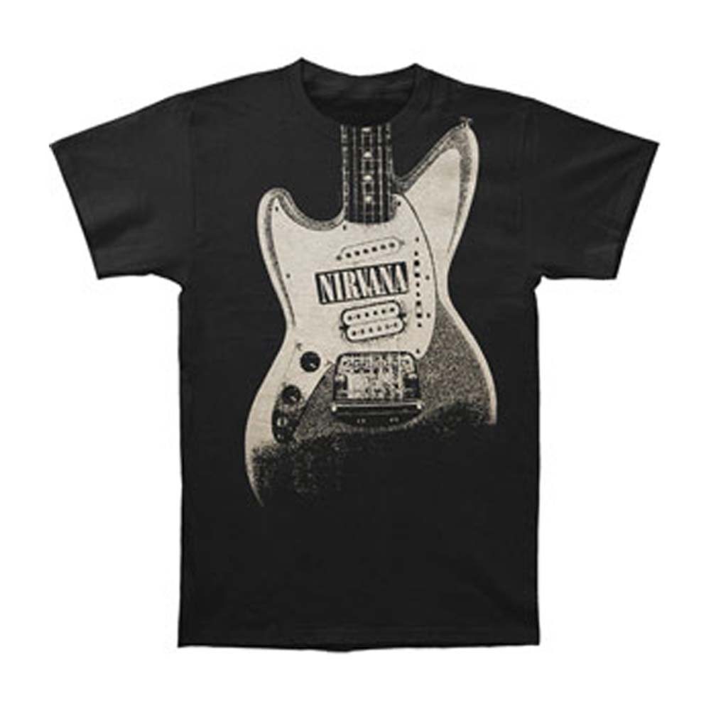Nirvana Guitar With Logo Image Discharge (3X=3XLT, 4X=4XLT) Slim Fit T-shirt Front
