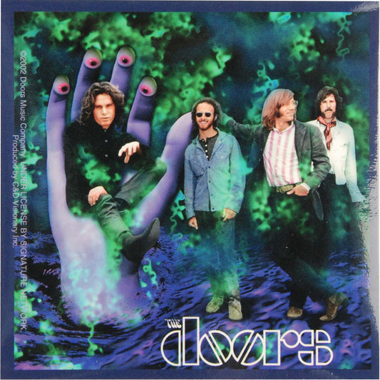 Group Photo With Jim Morrison In Palm Of Hand (4" x 4") Sticker