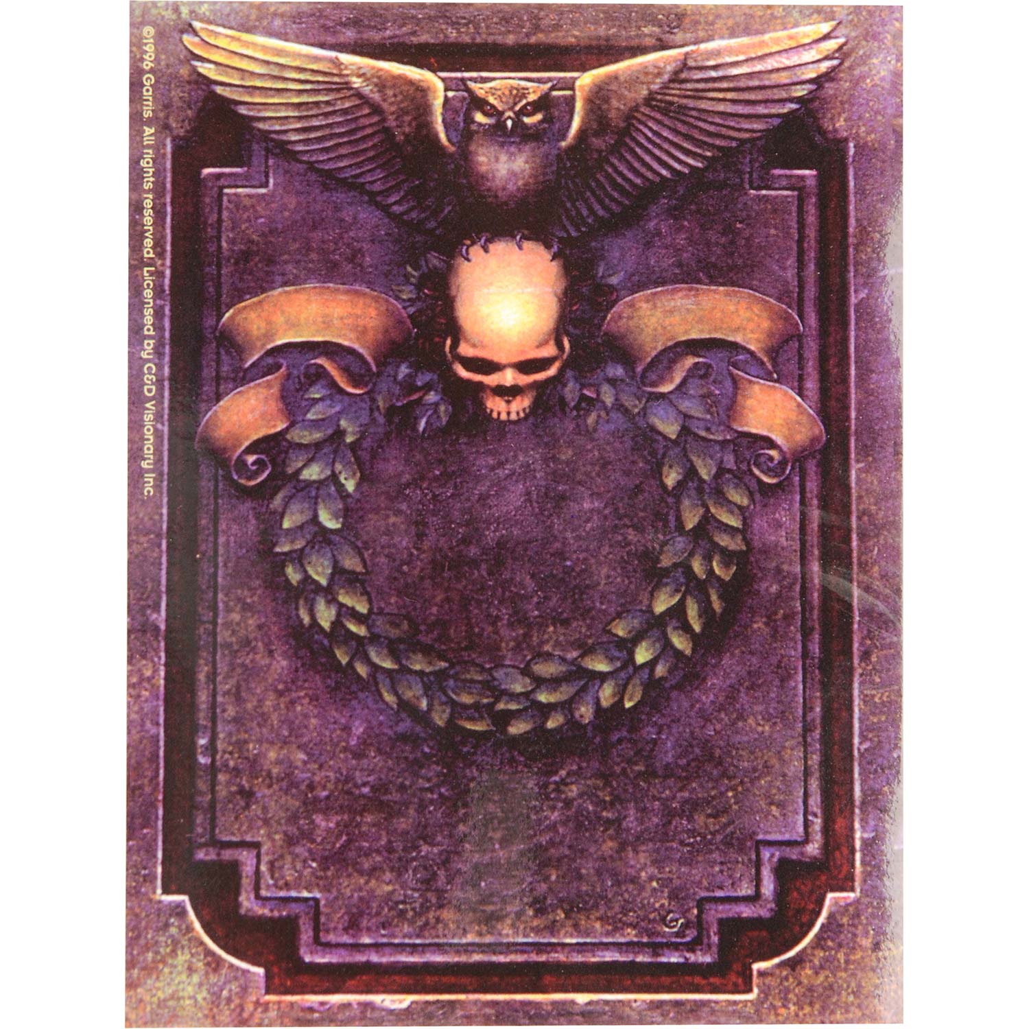 Gravestone With Skull & Wings (4" x 5.25") Sticker