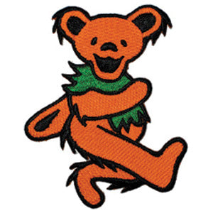 Grateful Dead Orange Bear Embroidered Patch Front