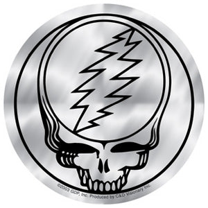 Grateful Dead Steal Your Face Round Chrome Sticker Front