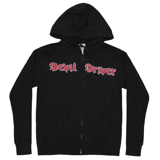 Devil Driver Logo Zippered Hooded Sweatshirt