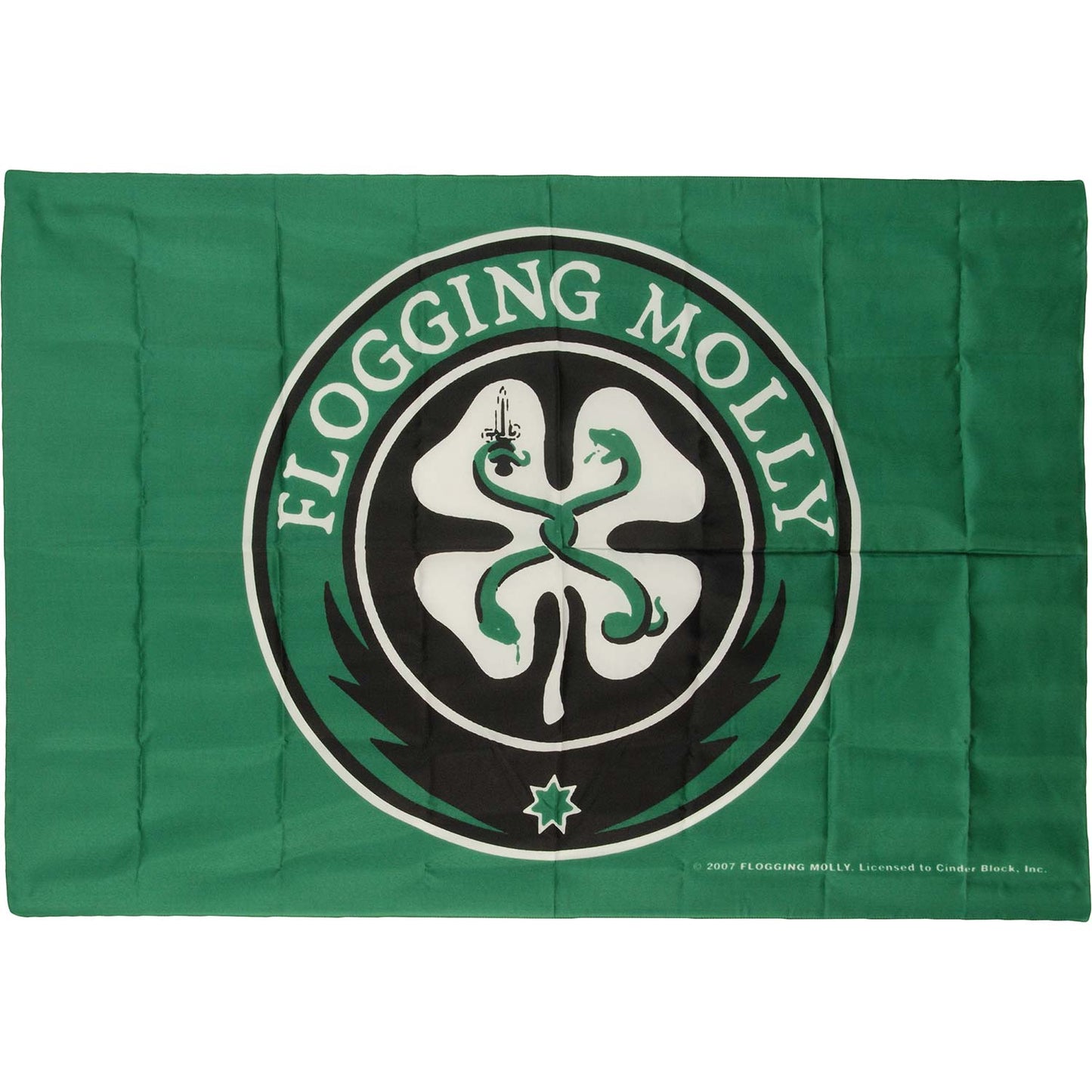 Flogging Molly Shamrock Logo On Green Background  Poster Flag Front