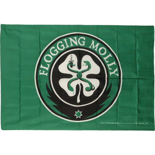 Flogging Molly Shamrock Logo On Green Background  Poster Flag Front