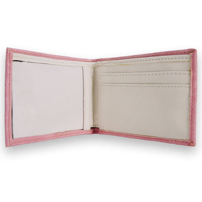 Pink Bi-Fold Heart Logo Wallet With Stretch Closure Strap Bi-Fold Wallet