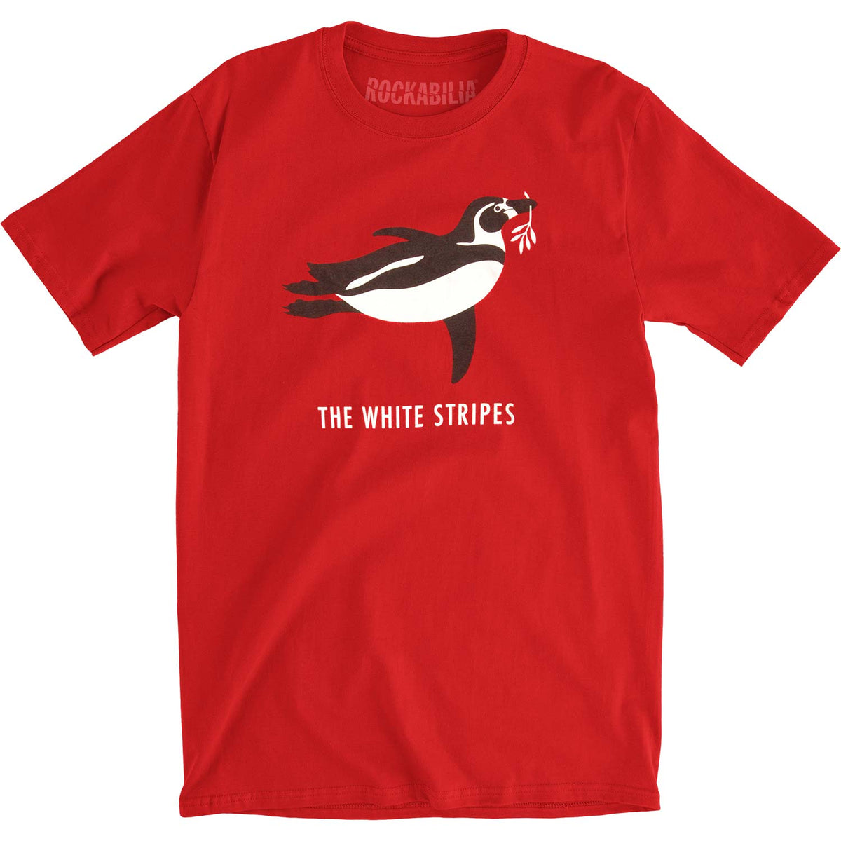 White Stripes Red Penguin Slim Fit T-shirt Front