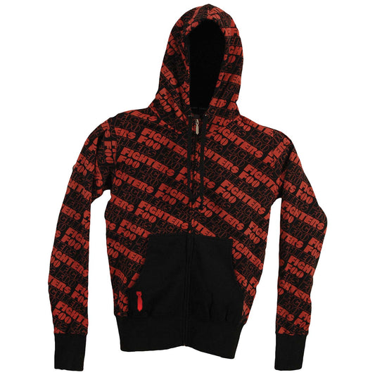 Foo Fighters Repeat Logo High End Fashion Fleece Zippered Hooded Sweatshirt