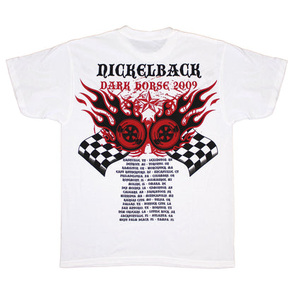 Nickelback Flaming NB Badge Logo/Tour 2009 T-shirt Back
