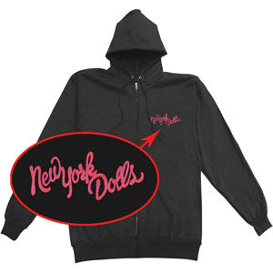 New York Dolls Faces Zip Hoodie Zippered Hooded Sweatshirt Front