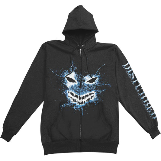 Disturbed Shatter Face Zippered Hooded Sweatshirt Front