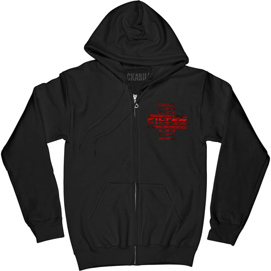 Filter Red Cross Dots Zippered Hooded Sweatshirt Front