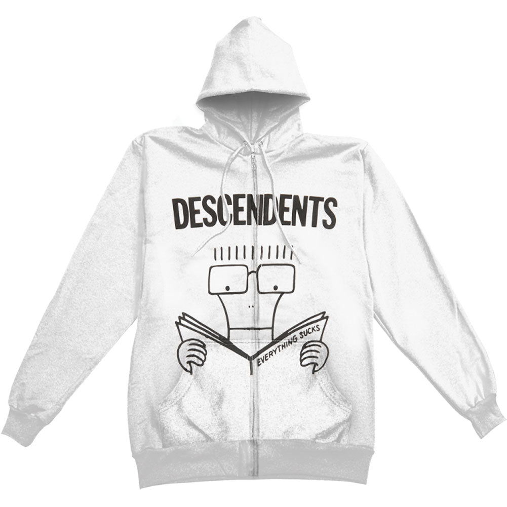 Descendents Everything Sucks White Zippered Hooded Sweatshirt Front