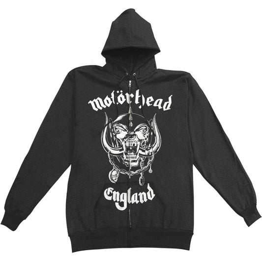 Motorhead England (Back Print) Zippered Hooded Sweatshirt Front