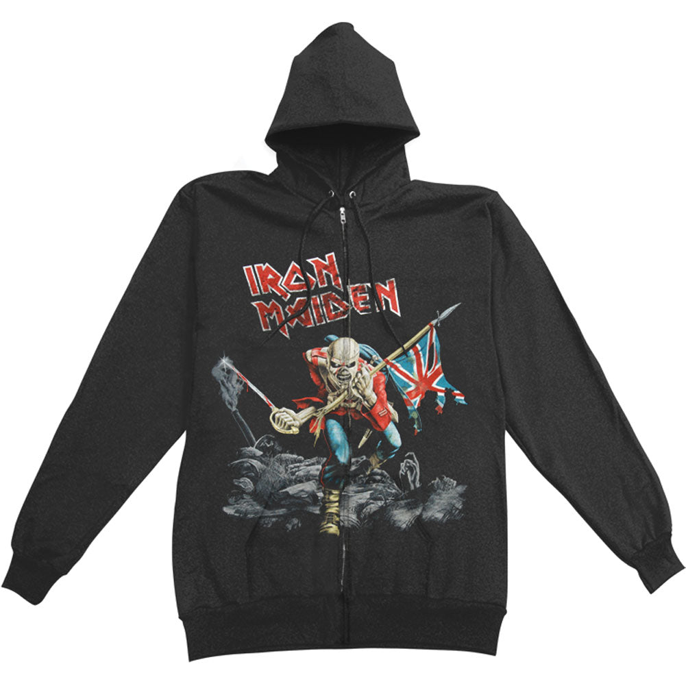 Iron Maiden Scuffed Trooper (Back Print) Zippered Hooded Sweatshirt Front