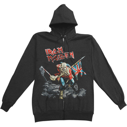 Iron Maiden Scuffed Trooper (Back Print) Zippered Hooded Sweatshirt Front