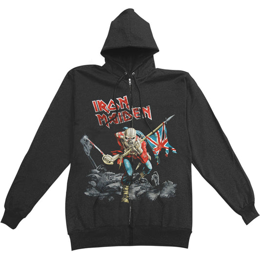 Iron Maiden Scuffed Trooper (Back Print) Zippered Hooded Sweatshirt Front